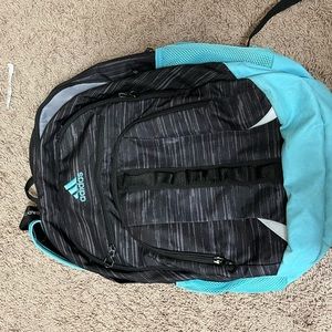 Blue and black adidas backpack